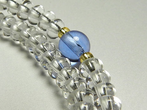 Crystal and Blue Quartz 108-Bead Double-Wrap Bracelet 6860114200690 - worn on wrist