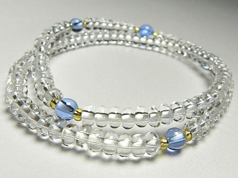 Crystal and Blue Quartz 108-Bead Double-Wrap Bracelet 6860114200690 - double-wrap view