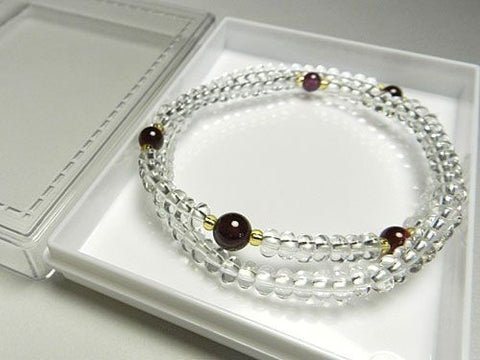 Crystal and Garnet 108-Bead Double-Wrap Bracelet 6860114200780 - bead detail 2