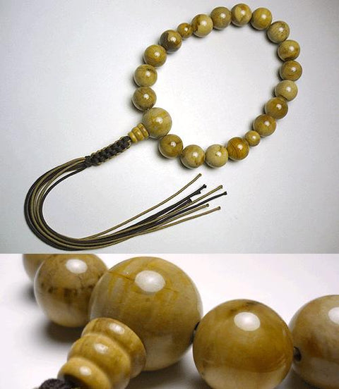 Men's Prayer Beads, Petrified Wood, 18 Beads