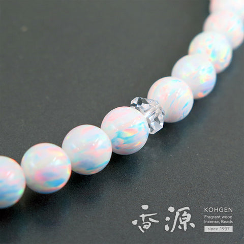 Women's Kyoto Opal Prayer Beads, Faceted Crystal, Pink Tassel