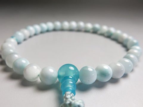 Women's Larimar Prayer Beads, 8mm Bead, Aqua Agate Accent