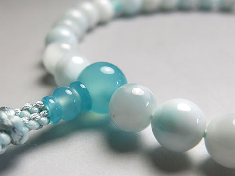 Women's Larimar Prayer Beads, 8mm Bead, Aqua Agate Accent