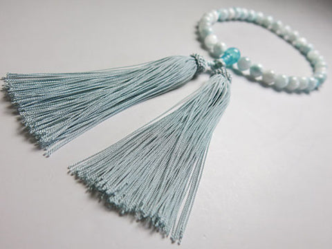 Women's Larimar Prayer Beads, 8mm Bead, Aqua Agate Accent