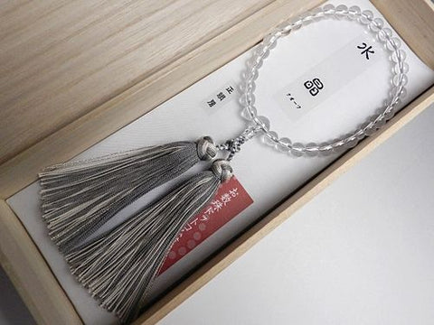 Women's Crystal Prayer Beads, 8mm Bead, Flower-Wrapped Tassel