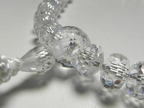 Women's Zirconia Prayer Beads, Oval Bead, Faceted Cut