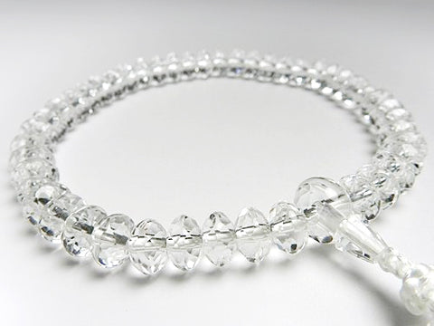 Women's Crystal Prayer Beads, Star-Shape Cut, White Tassel