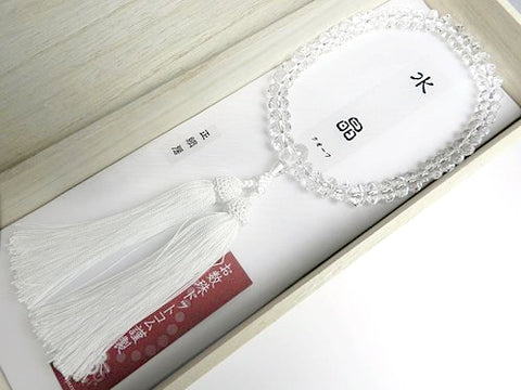 Women's Crystal Prayer Beads, Star-Shape Cut, White Tassel