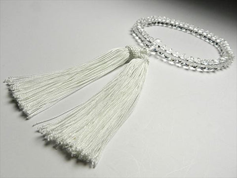 Women's Crystal Prayer Beads, Star-Shape Cut, White Tassel
