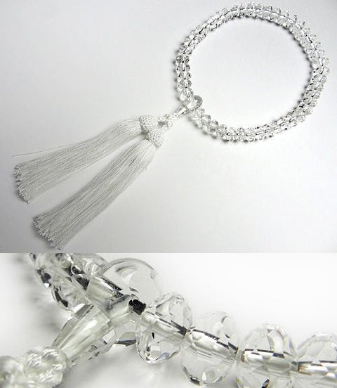 Women's Crystal Prayer Beads, Star-Shape Cut, White Tassel
