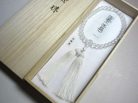 Women's Crystal Prayer Beads, Windowed Light Snow Design