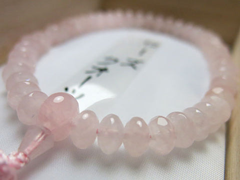 Women's Rose Quartz Prayer Beads, Star-Shape Cut, Pink Tassel