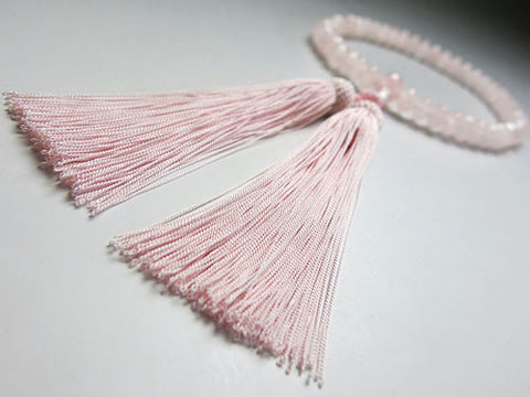 Women's Rose Quartz Prayer Beads, Star-Shape Cut, Pink Tassel