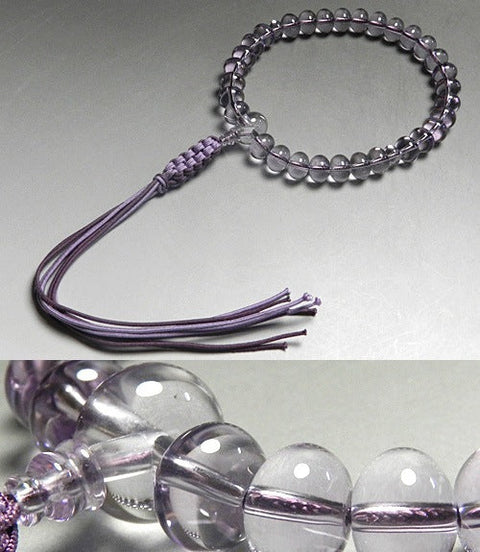 Men's prayer beads, rose amethyst, oval bead