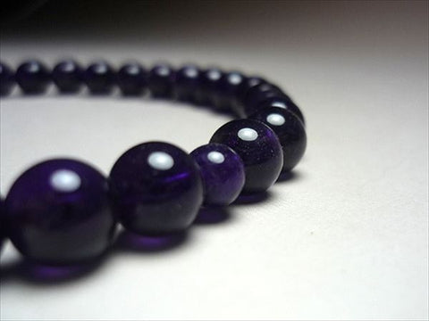 Women's Amethyst Prayer Beads, Flower Tassel, Crimson Base