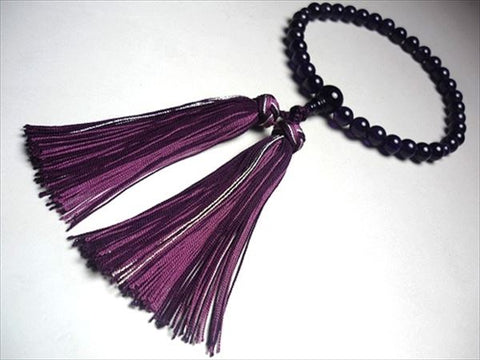Women's Amethyst Prayer Beads, Flower Tassel, Crimson Base
