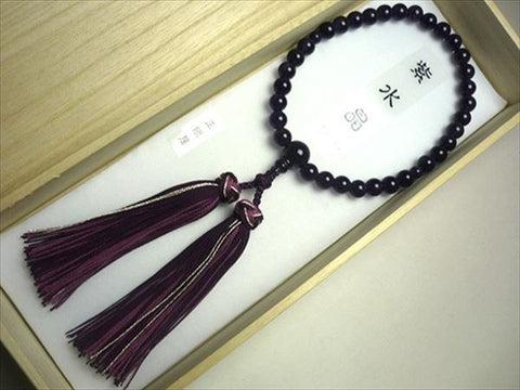 Women's Amethyst Prayer Beads, Flower Tassel, Crimson Base