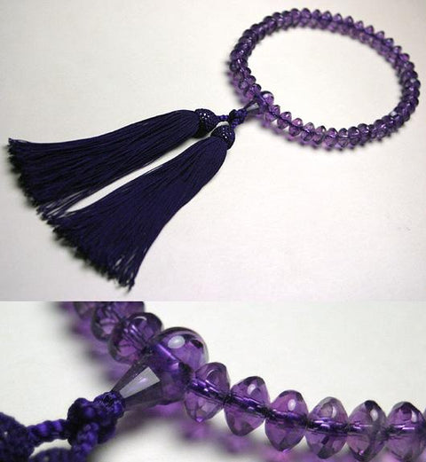 Women's Prayer Beads, Amethyst, Star-Cut Beads, Purple Tassel