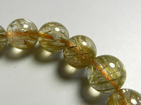 Rutile Quartz (Gold Wire) Bracelet, 12mm Beads, Straight, Limited to 1 Piece