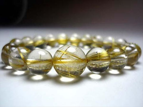 Rutile Quartz (Gold Wire) Bracelet, 10mm Beads, Matching Set, Limited to 1 Piece