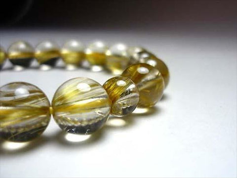 Rutile Quartz (Gold Wire) Bracelet, 10mm Beads, Matching Set, Limited to 1 Piece