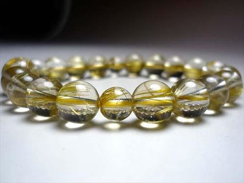 Rutile Quartz (Gold Wire) Bracelet, 10mm Beads, Matching Set, Limited to 1 Piece