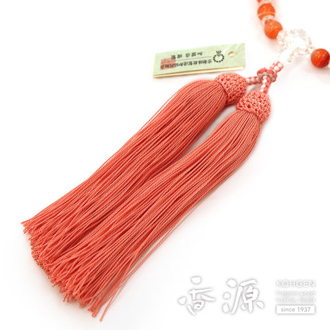Women's Prayer Beads, Striped Agate, Alternating Crystal Cut Glass Finish, Shinonome Tassel