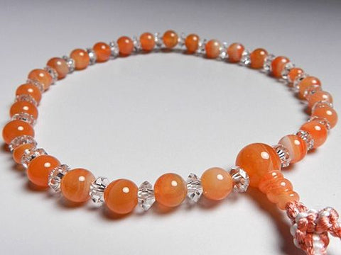Women's Prayer Beads, Striped Agate, 7mm, Faceted Crystal Finish