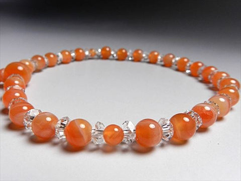 Women's Prayer Beads, Striped Agate, 7mm, Faceted Crystal Finish