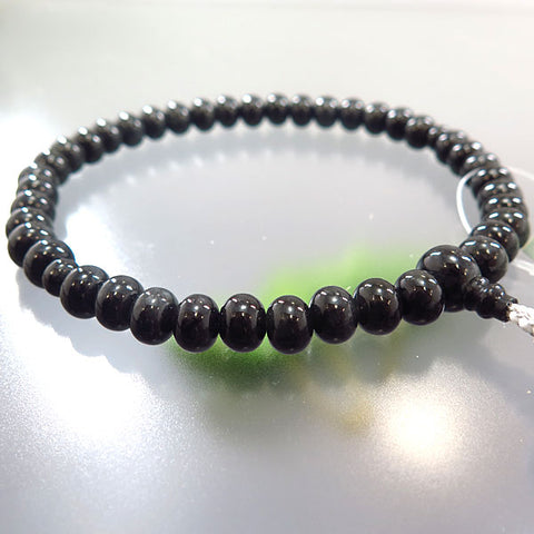 Women's Black Burmese Jade Prayer Beads, Oval Bead