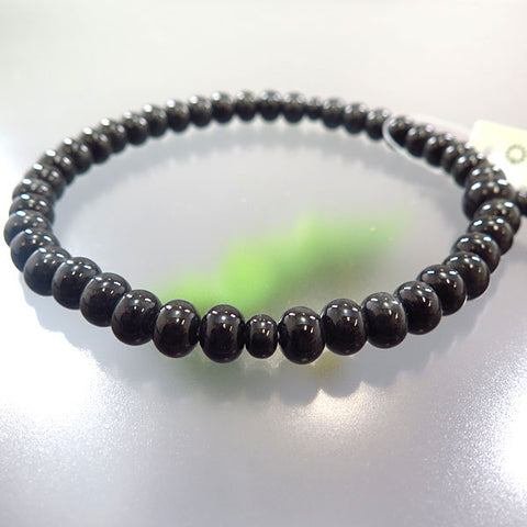 Women's Black Burmese Jade Prayer Beads, Oval Bead