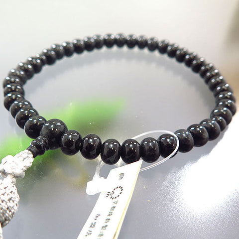 Women's Black Burmese Jade Prayer Beads, Oval Bead