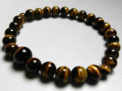 Tiger's Eye Bracelet, 7mm Round Beads, Uniform Finish