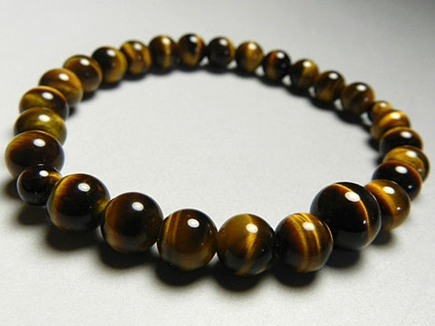 Tiger's Eye Bracelet, 7mm Round Beads, Uniform Finish