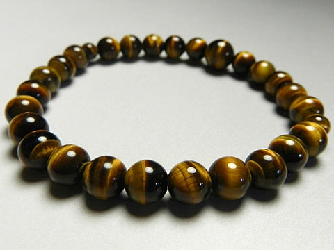 Tiger's Eye Bracelet, 7mm Round Beads, Uniform Finish