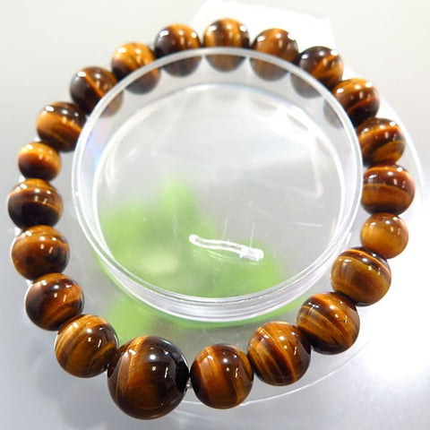 Tiger's Eye Round Bead Bracelet, 10mm Bead