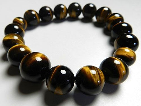 Tiger's Eye Bracelet, 12mm Round Beads, Matching Set