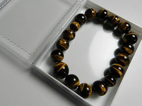 Tiger's Eye Bracelet, 12mm Round Beads, Matching Set