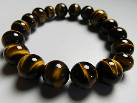 Tiger's Eye Bracelet, 12mm Round Beads, Matching Set