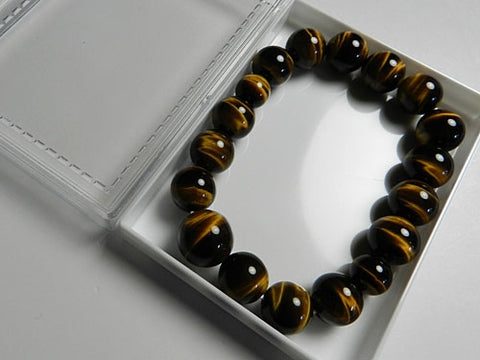 Tiger's Eye Bracelet, 12mm Round Beads, Matching Set
