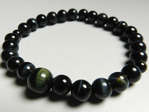 Blue Tiger's Eye 7mm round bead bracelet, matching set