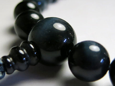 Men's prayer beads, blue tiger's eye, Jodo Shinshu
