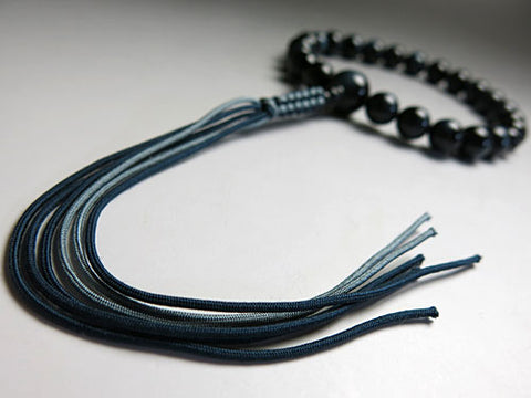 Men's prayer beads, blue tiger's eye, Jodo Shinshu