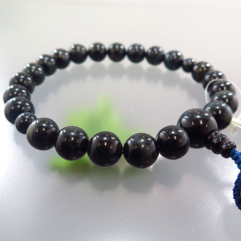 Men's prayer beads, blue tiger's eye, silk tassel