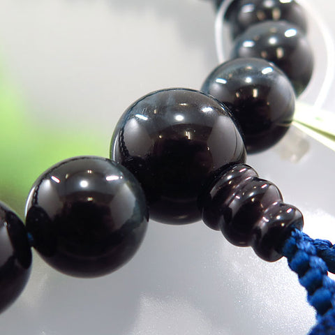 Men's prayer beads, blue tiger's eye, silk tassel