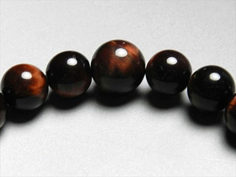 Red Tiger's Eye Bracelet, 10mm Round Beads, Uniform Finish