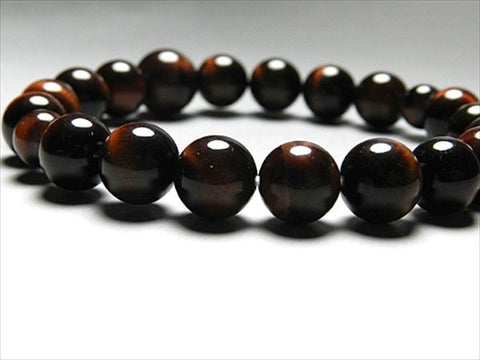 Red Tiger's Eye Bracelet, 10mm Round Beads, Uniform Finish