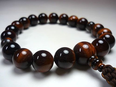 Men's prayer beads, red tiger's eye, 18 beads