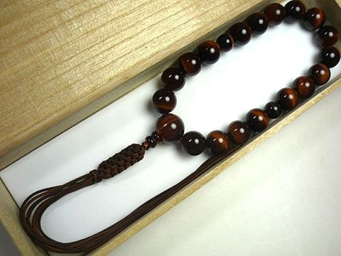 Men's prayer beads, red tiger's eye, 18 beads