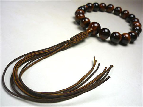 Men's prayer beads, red tiger's eye, 18 beads